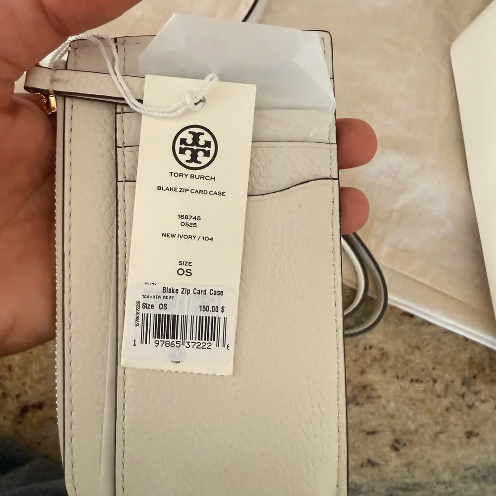 New tory burch set Blake tote small & zip cardholder in new ivory color - Picture 9 of 10